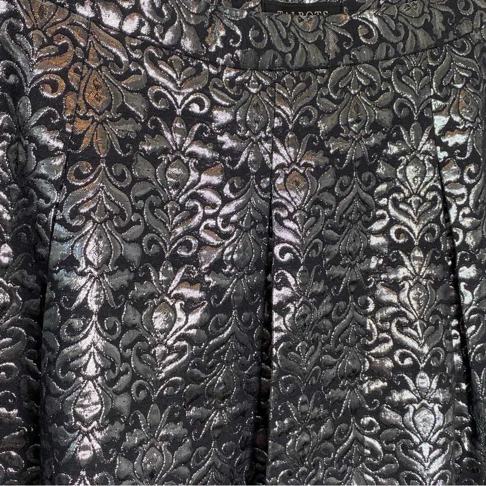 Talbots Petite Silver Metallic Brocade Skirt